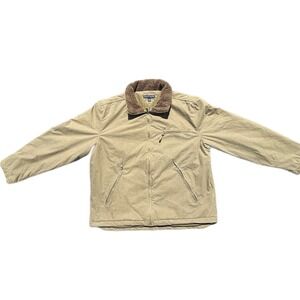 Tommy‎ Hilfiger Mens XXL Full Zip Jacket Sage Green Sherpa Collar Quilted Lined